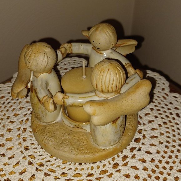 Circle of Three Angels Votive Holder, Pottery - Picture 5 of 5